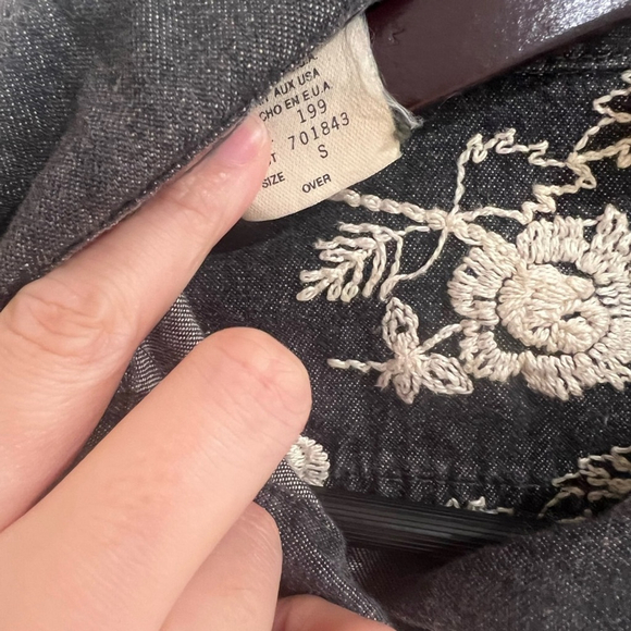 Vintage Cache Floral Embroidered Denim Shirt Jacket S Boho Western Studded USA - Picture 5 of 7